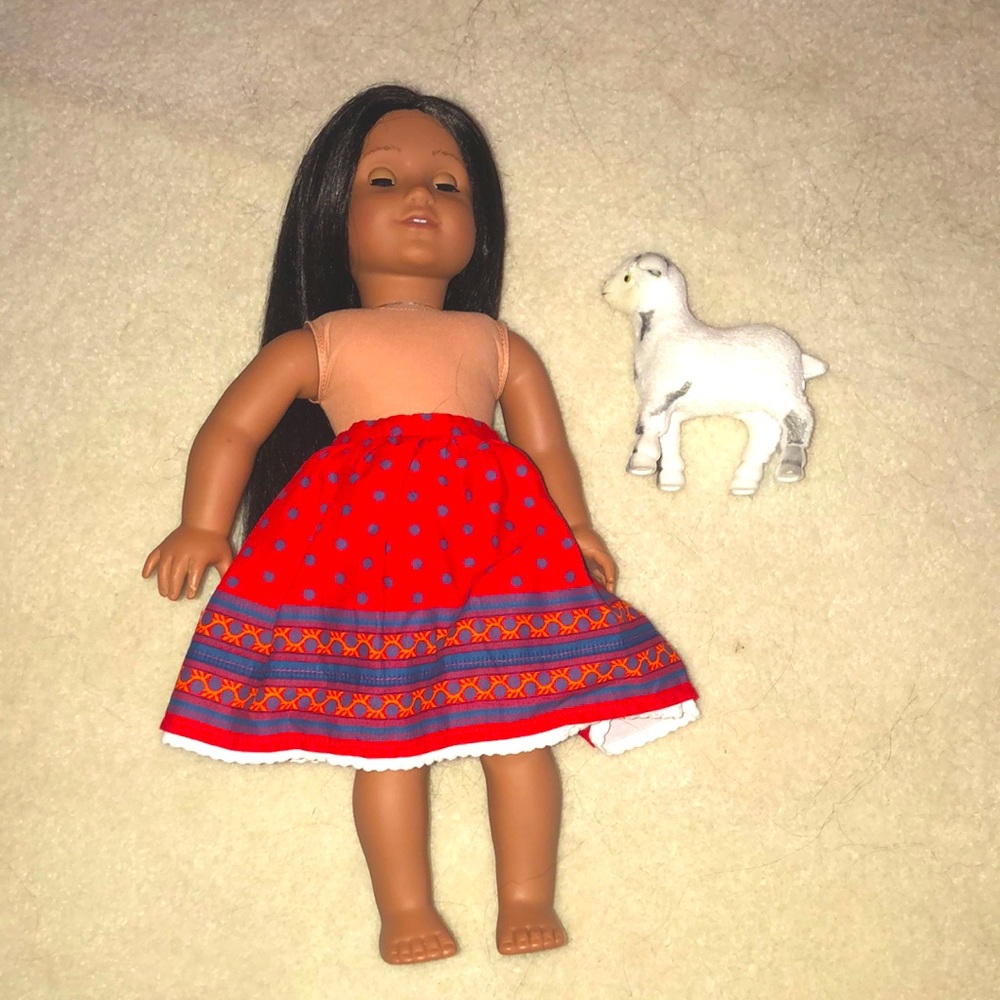 Josephine American girl doll with goat pet(top is missing)